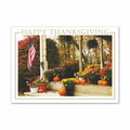 Patriotic Porch Thanksgiving Card - Gold Lined White Envelope